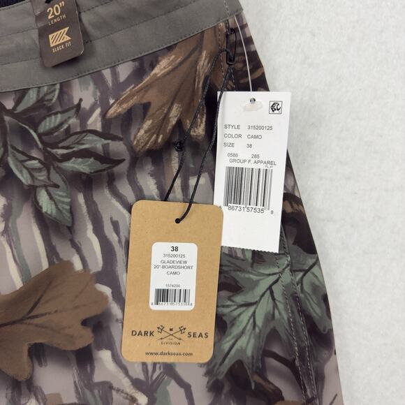 Dark Seas Gladeview 20” Camo Boardshorts Size 38 Surf Swim Trunks NWT - Picture 10 of 14